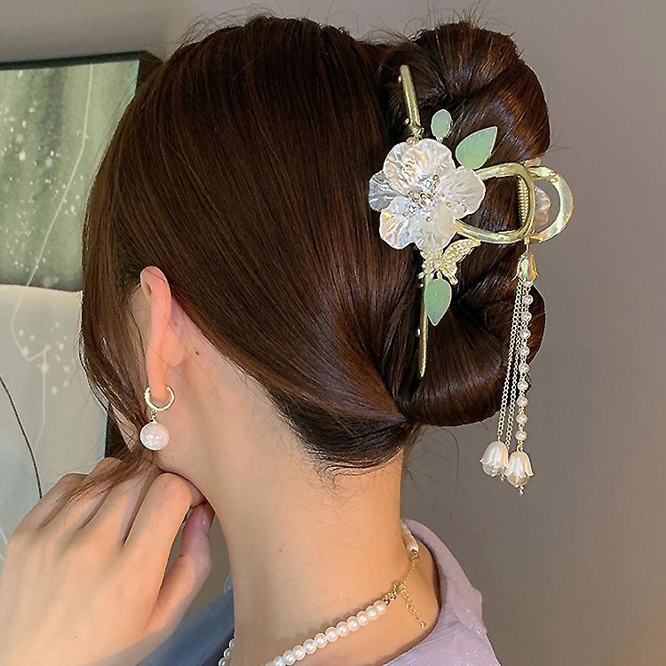 화려한 큰 꽃 수지 나비 진주 크리스탈 골드 집게핀 - 헤어고정핀, 헤어클립 27,250원