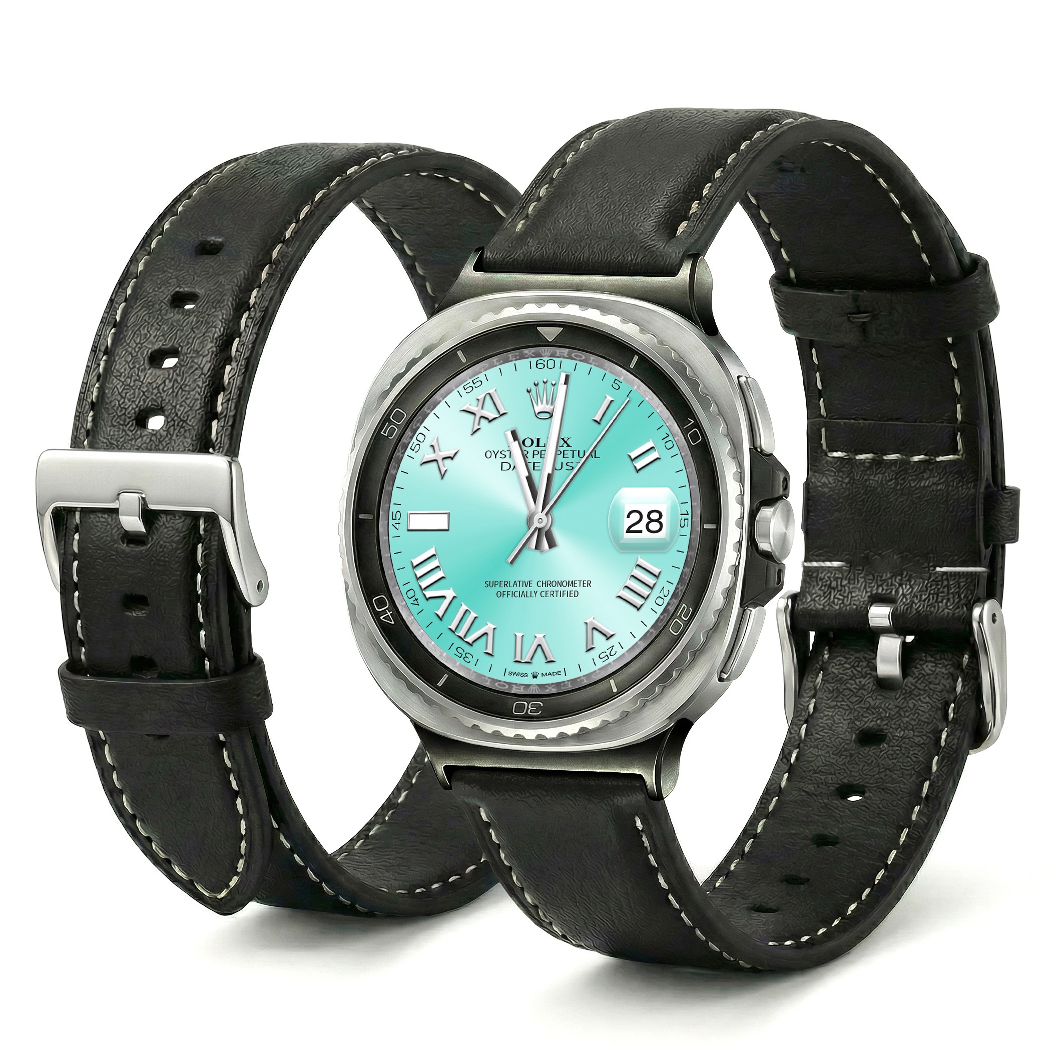 캘릭스 갤럭시워치 호환 클래식 가죽 레더 밴드 스트랩, 1개, 블랙+실버커넥터 39,900원