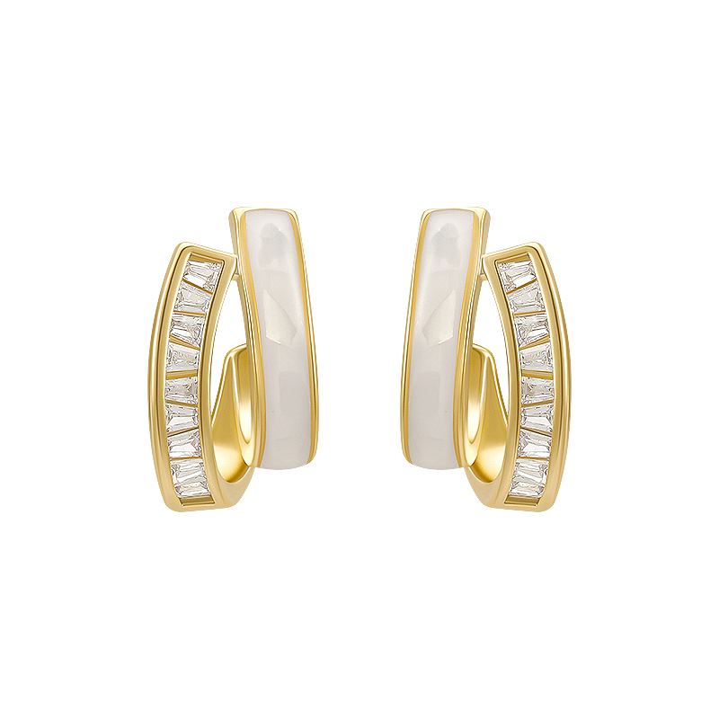 NXNA 금도금 자개 더블귀걸이 기하학라인 여성 데일리 귀걸이 생일선물 CZW-ed001 56,800원