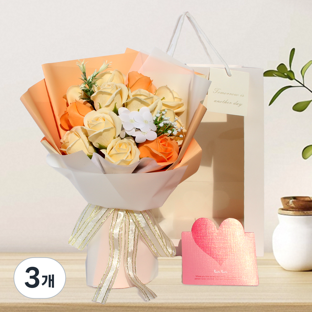LUCKYOO 시들지 않는 장미 꽃다발 비누꽃 결혼기념일선물 쇼핑백+LED등 32,800원