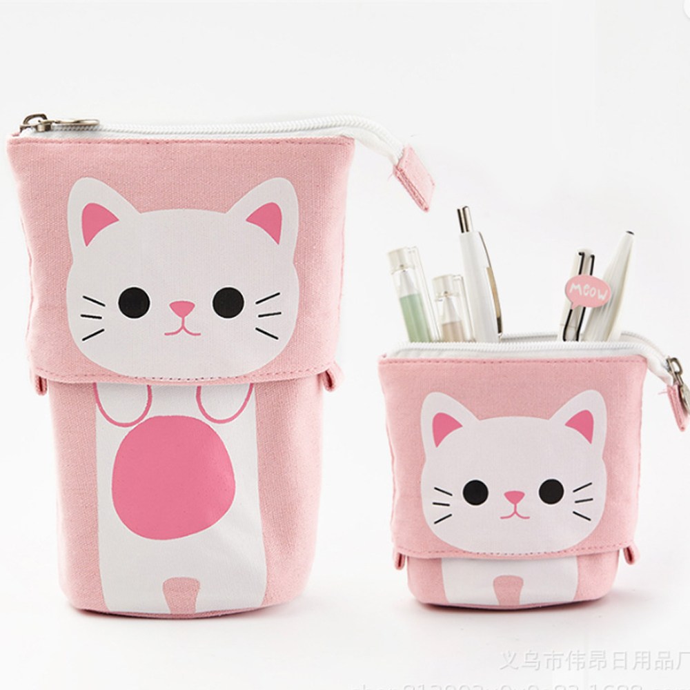 고양이 높낮이 필통 연필꽂이 중학생필통 초등필통 고등학생필통 색연필필통 대용량필통, 1개, 핑크냥이 12,900원