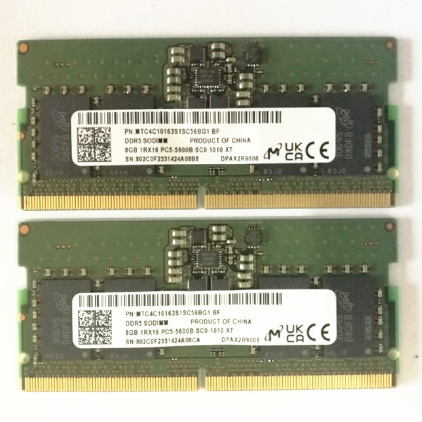 Micron 노트북 메모리 Sodimm DDR5 8GB 1RX16 PC5-5600B-SC0-1010-XT, ddr5 5600mhz 125,100원