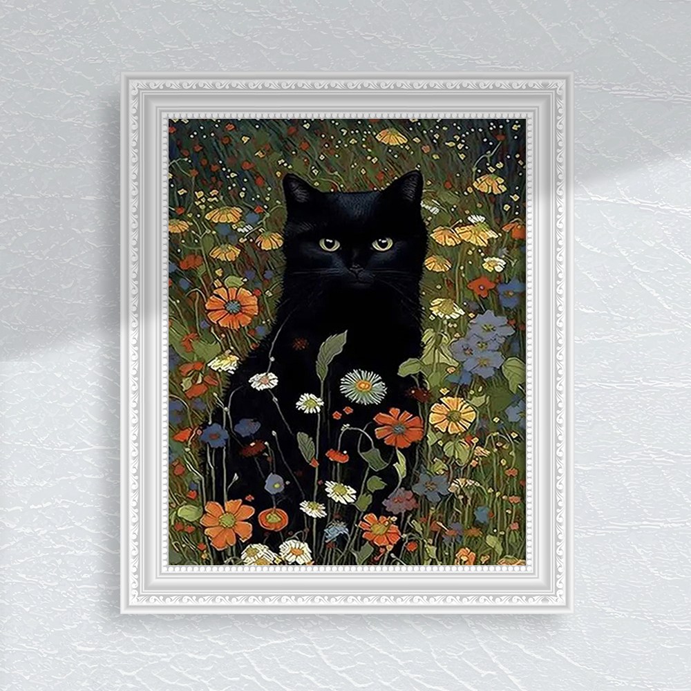 까만 고양이 검은 동물 꽃그림 블랙캣 DIY 그림그리기 유화세트 9,900원