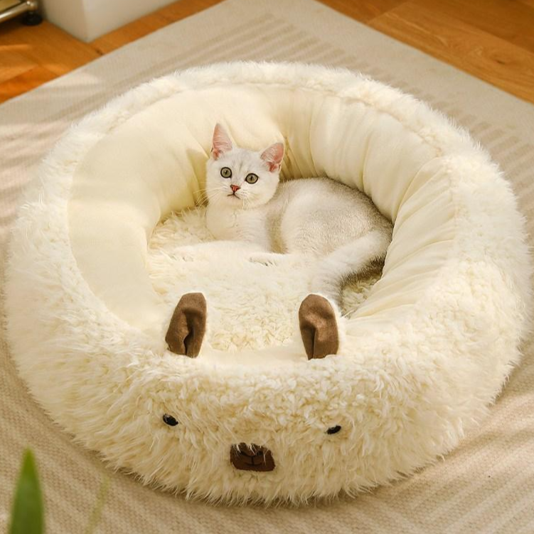 알파카 펫 하우스 겨울 보온 극세사 고양이강아지 겸용 쿠션 하우스 고탄성 펫소파사계절 통용, 흰색 소파 구둥지 27,600원