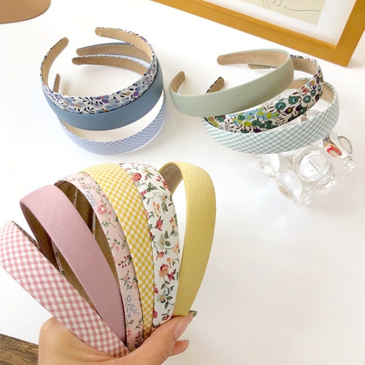 이쁨달다 인스타 헤어밴드 3P세트 무지 플라워 체크 패턴 4color 3,300원