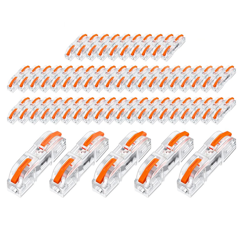 JK 터미널 블럭 PCT-221 직결형 50개 세트 전선 커넥터 배선 접속 단자 레버형 결합 결선, PT22C. PCT-221 투명 오렌지 50개 13,000원