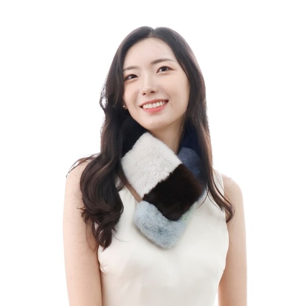 [우진모피] (WJ) 휘메일 양면 컬러믹스 밍크머플러 국내제작(WMF102) 국내생산 본사직영 89,000원