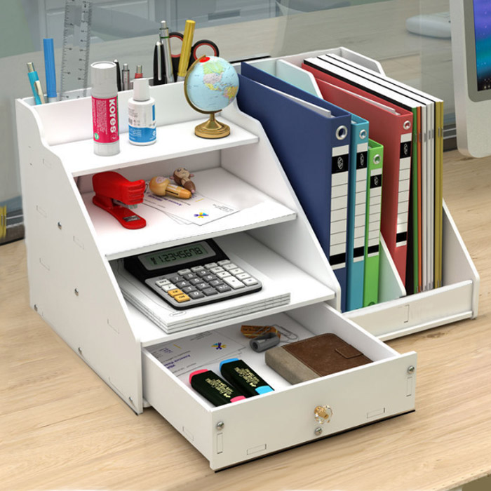 마켓플랜 모던 데스크탑 A4 4단 서류 정리함 경사형 + 책꽂이 세트 12,900원