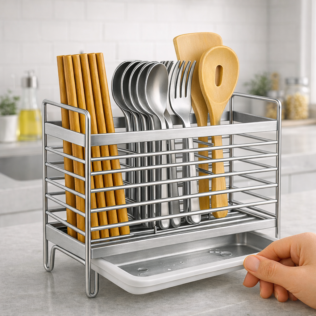 리치라라 올스텐 3단 물빠짐 수저통, 1개, 실버 17,100원