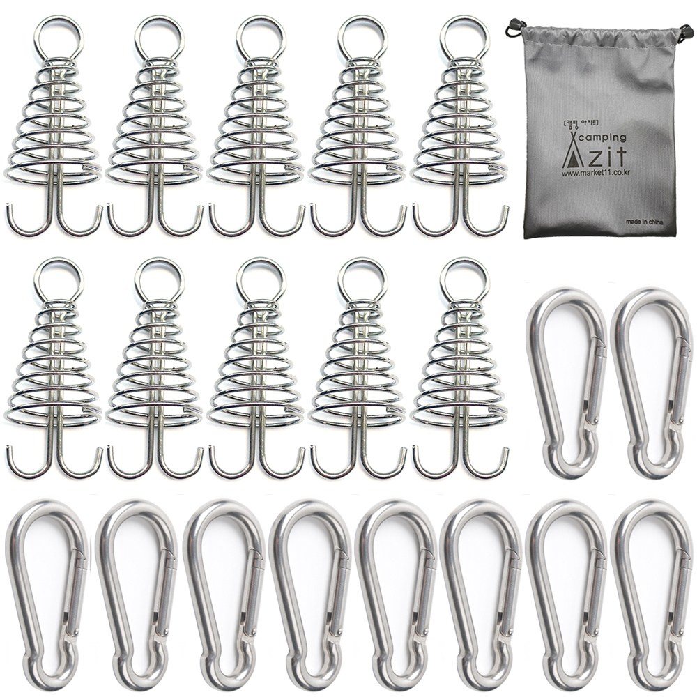 캠핑 아지트 탄소강(CARBON STEEL) 강철 비너 6호 10P + 스프링 오징어 데크팩 10P + 방수 주머니, 1개 9,800원