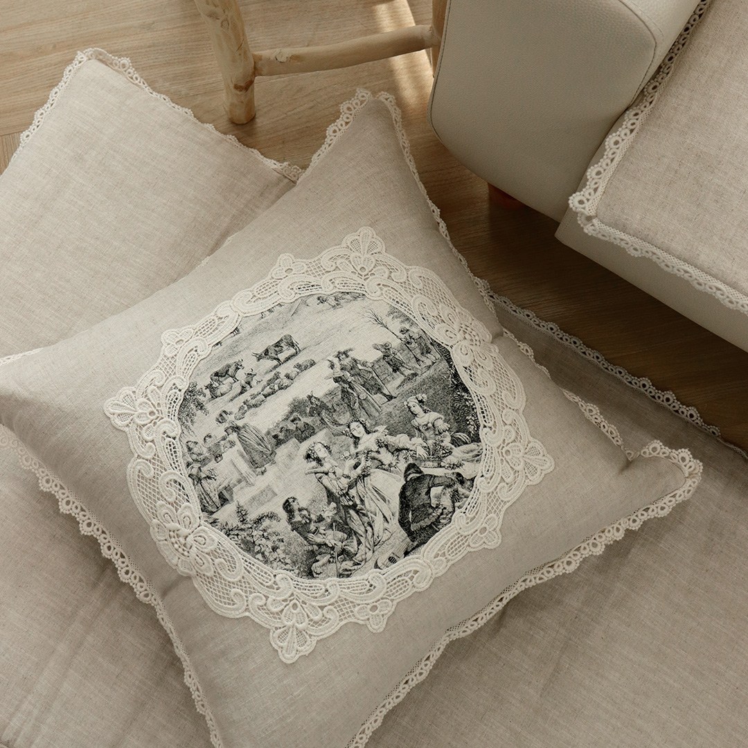 프렌치 고급 린넨 명화 쿠션 방석 49,800원