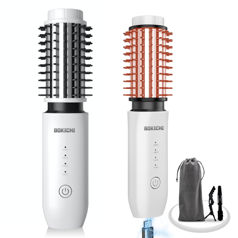 BOKICHI 모발손상 없는 휴대용 음이온 뿌리볼륨 무선 고데기 +집게핀 2개,파우치 1개 증정, 화이트 59,800원