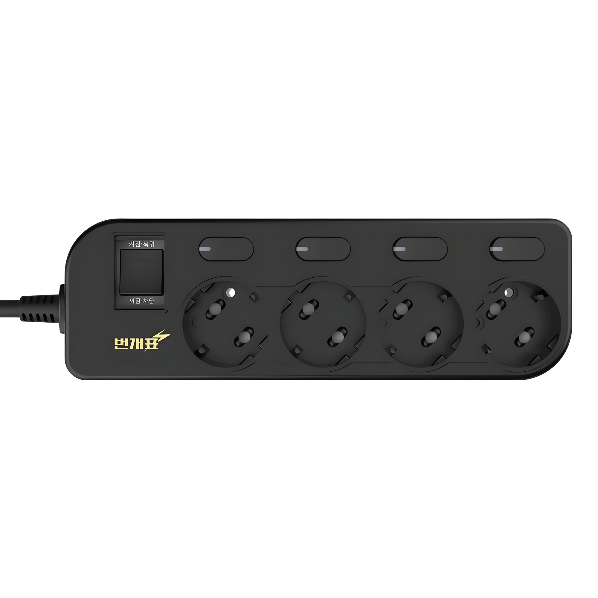 번개표 절전형 뉴개별스위치 멀티탭 4구 M4B-S3/R, 1.5m, 블랙, 1개 16,900원