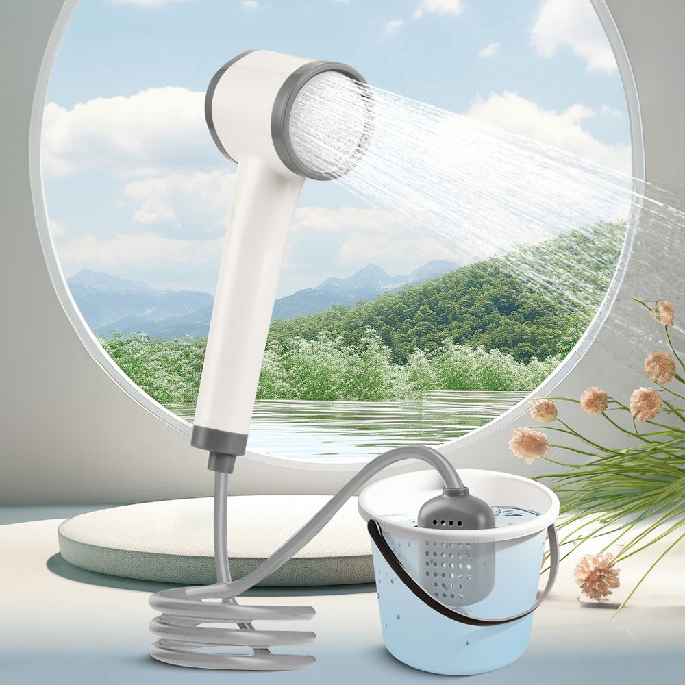 HK sell 워시업 휴대용 캠핑 세차 물주기 충전식 일체형 샤워기, 크림 34,500원