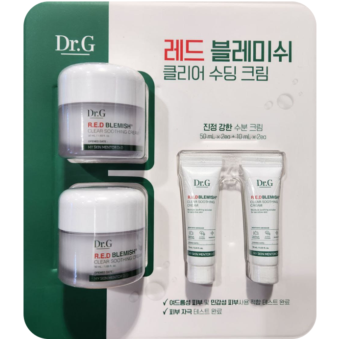 닥터지 레드 블레미쉬 클리어 수딩크림 50ml(2ea)+10ml(2ea) 시카 수분 진정 28,500원