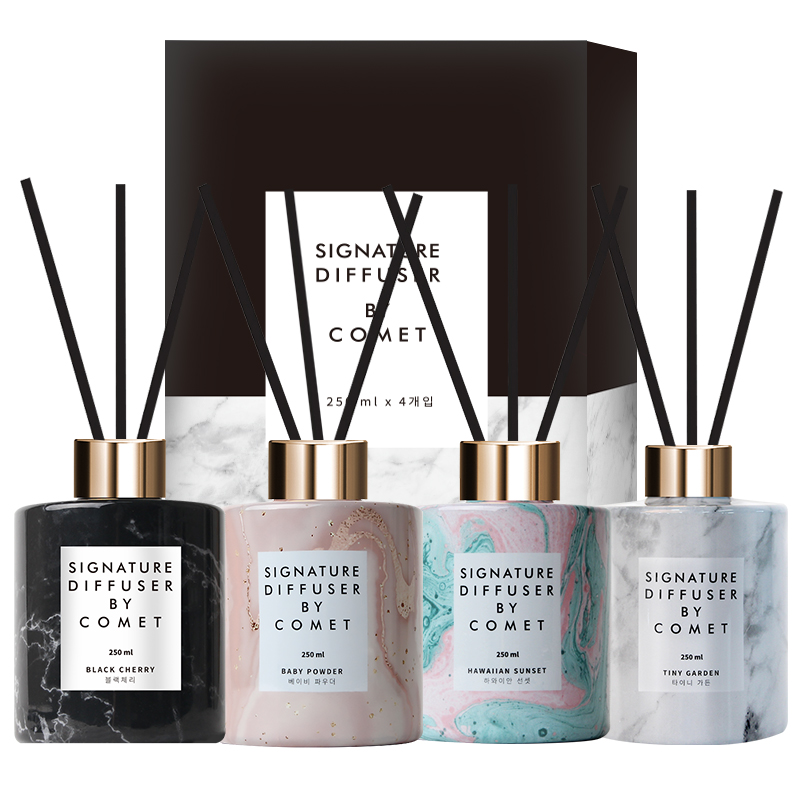 코멧 시그니처 디퓨저 250ml 4입 세트, 블랙체리,하와이언선셋,타이니가든,베이비파우더, 1개 19,990원