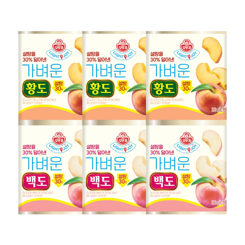 오뚜기 Light&Joy 가벼운 황도 3개+백도 3개(총 6개), 1세트 15,200원
