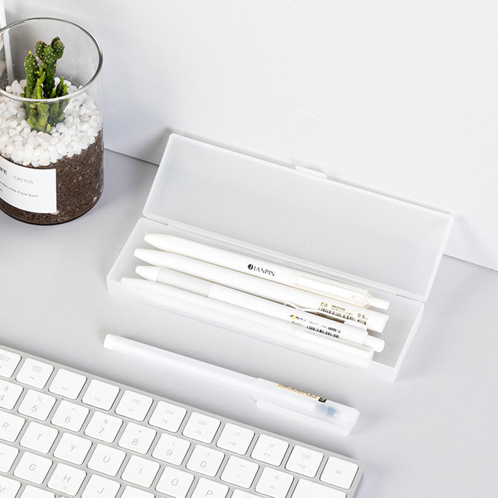 1+1 투명 무지 플라스틱 사각 심플 필통 하드케이스, 2개, 화이트 4,940원