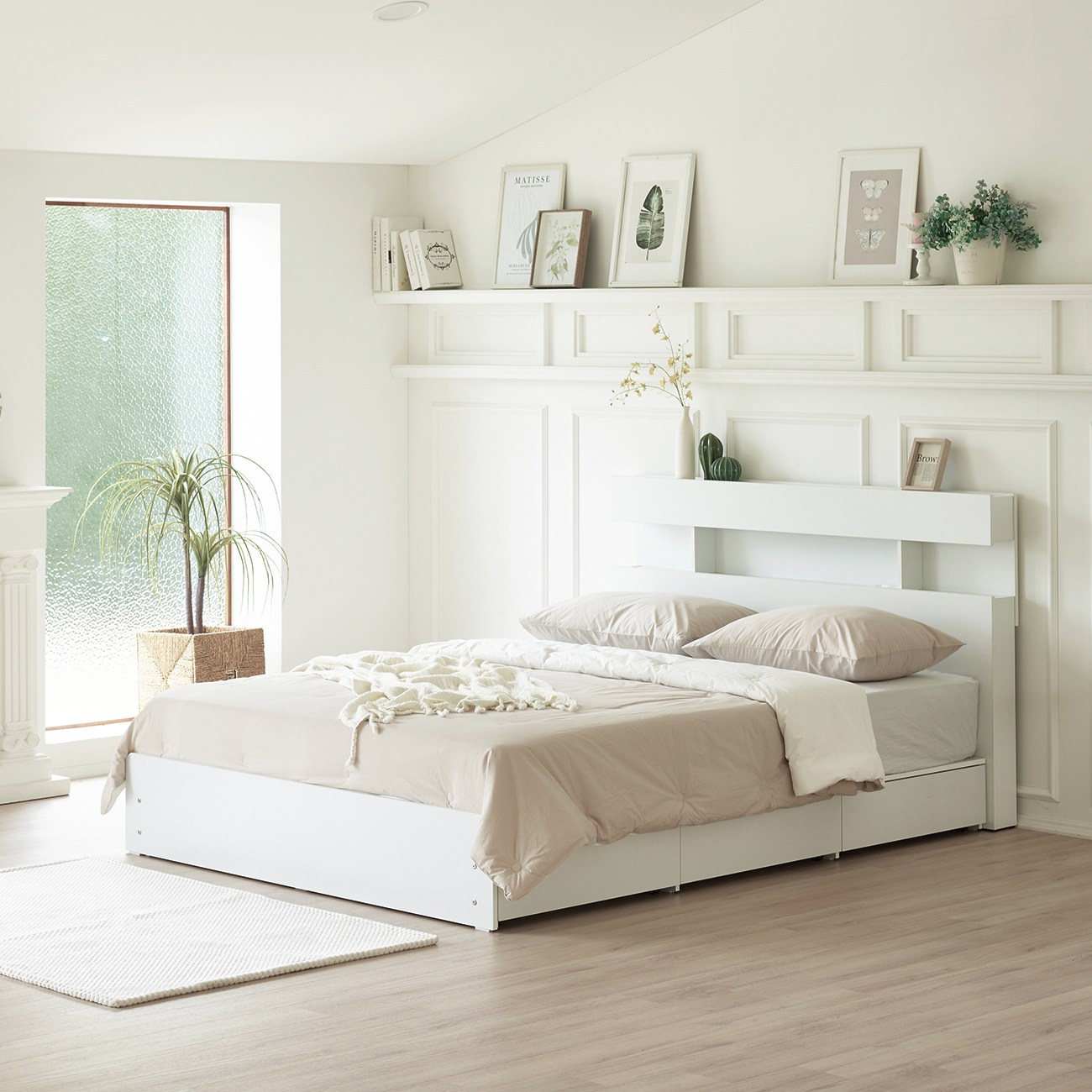 하포스 유니온 국내생산 E0 LED 멀티서랍 침대 + 매트리스 세트 지정일설치 333,800원