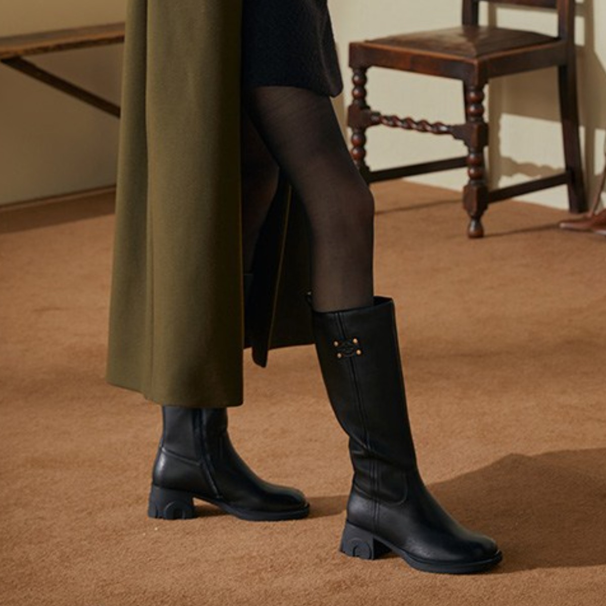 따뜻한 여성용 컴포트 양가죽 기모 롱부츠 5.5cm 148,000원