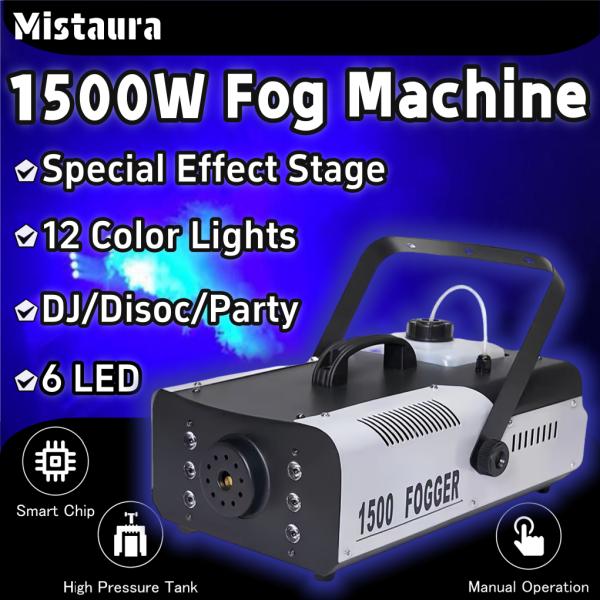 무대용 스모그 머신 1500W 6 LED RGB 컬러 조명 연기 기계 DMX512 DJ 디스코 파티 설정을위한 전문 특수 효과 무대 안개 장비 79,220원