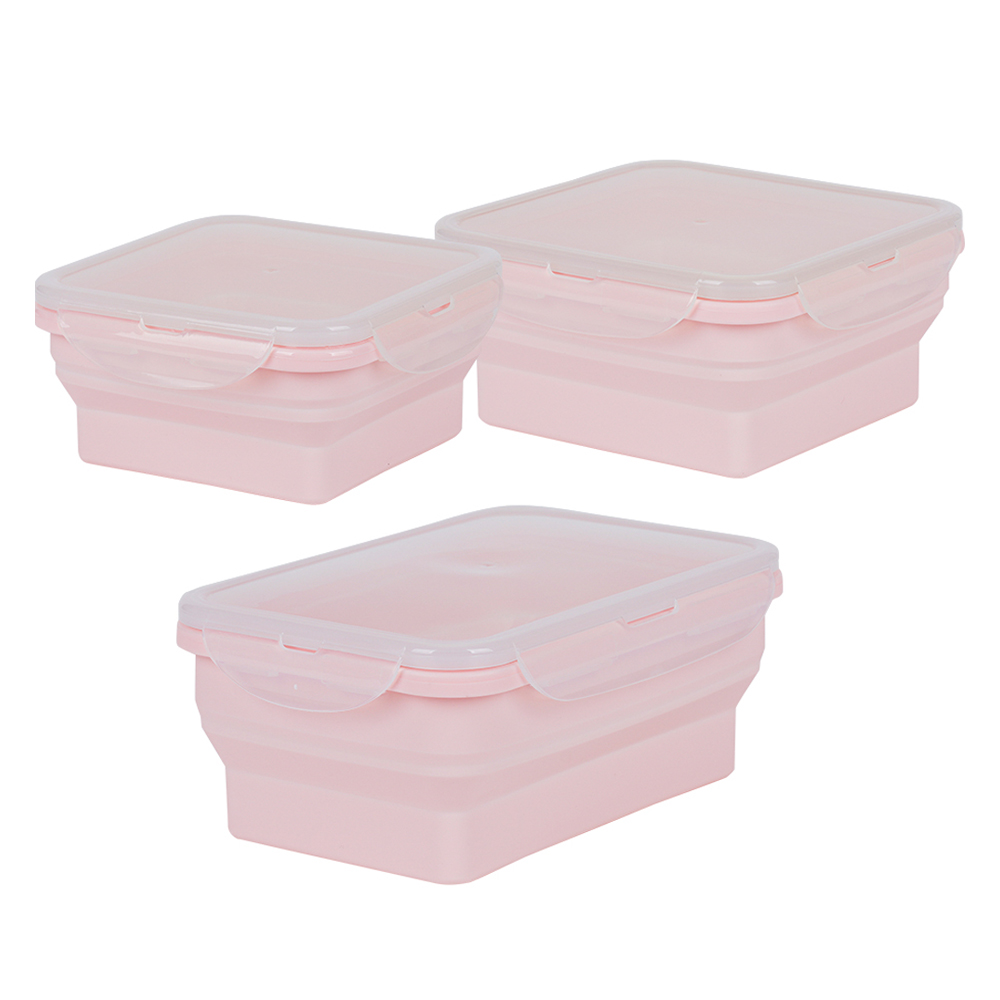 인블룸 접이식 실리콘 밀폐용기 핑크 세트 12,940원