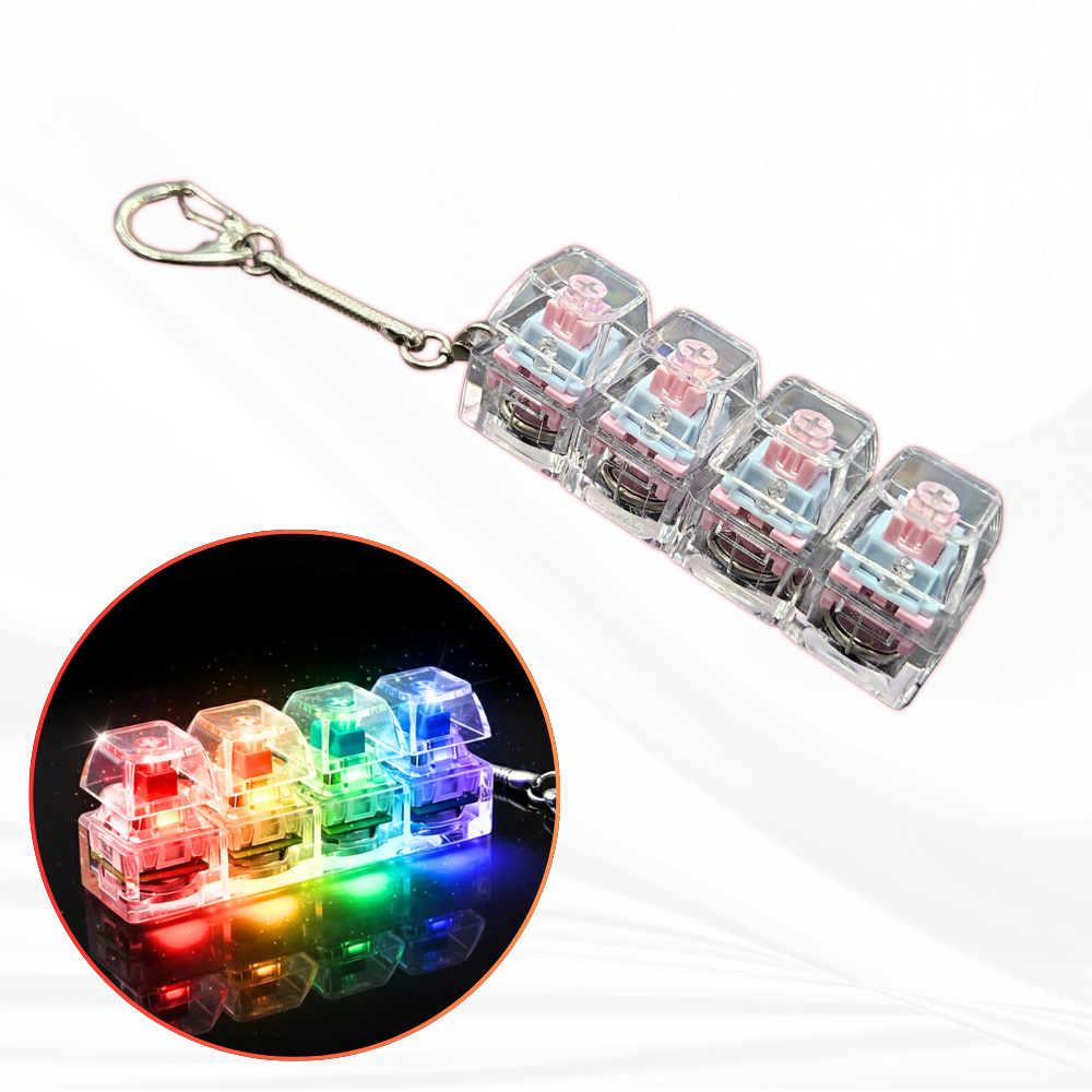로로메라 LED 클리어 핑크 키보드키링 4구 열쇠고리 갈축 키보드키캡 딸깍이, 1개, 클리어핑크 9,900원