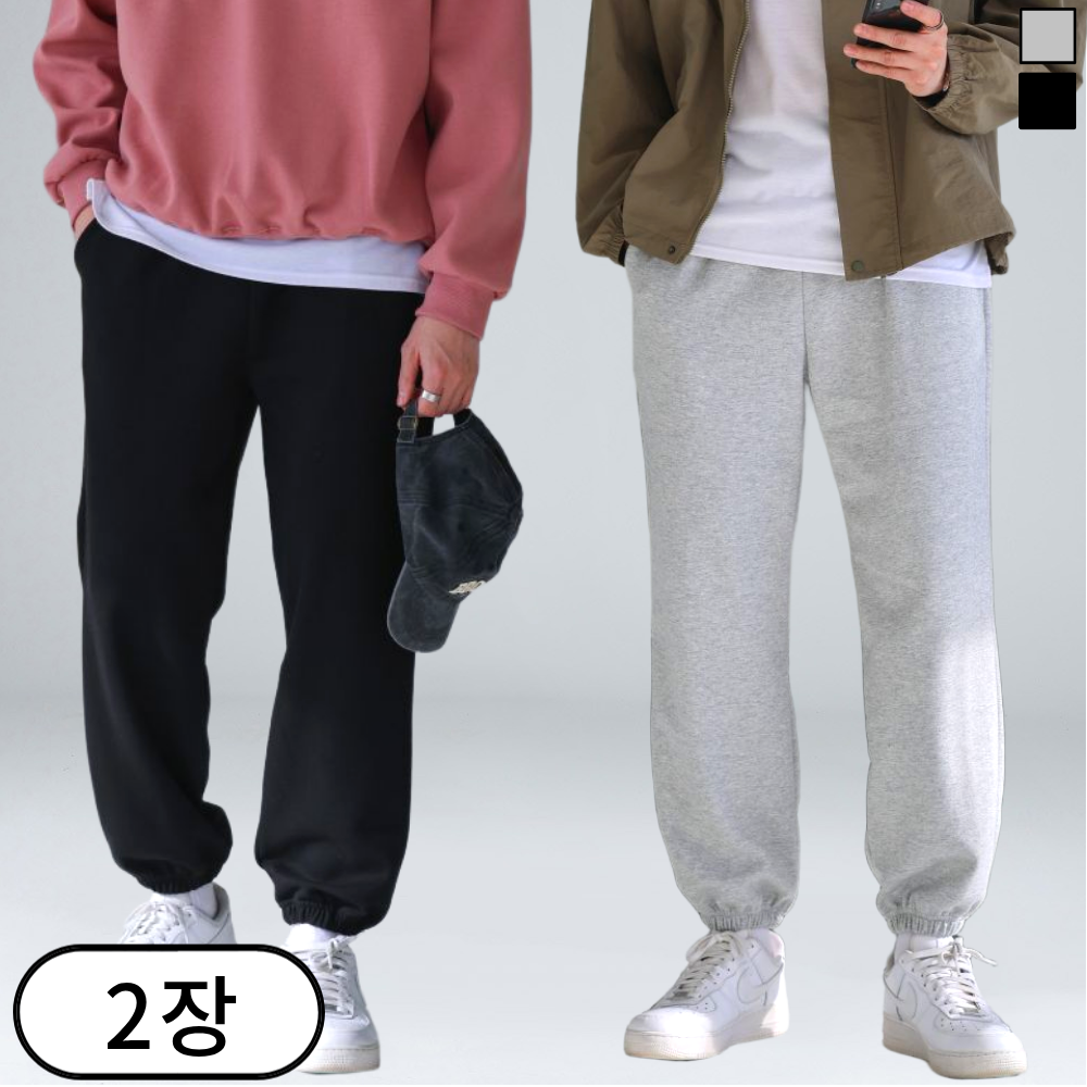 1+1 남녀공용 트레이닝 밴딩 기모 조거 팬츠 빅사이즈 (6376-2) 45,800원