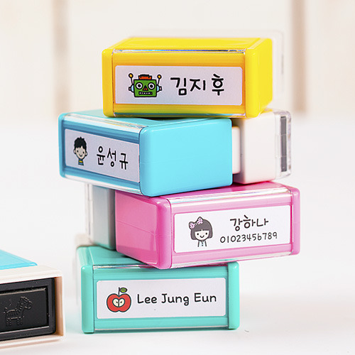 디자인아지트 스탬프 뉴파스텔 직사각 40x10 주문제작, 바디_블루/잉크_보라, 1개 9,800원