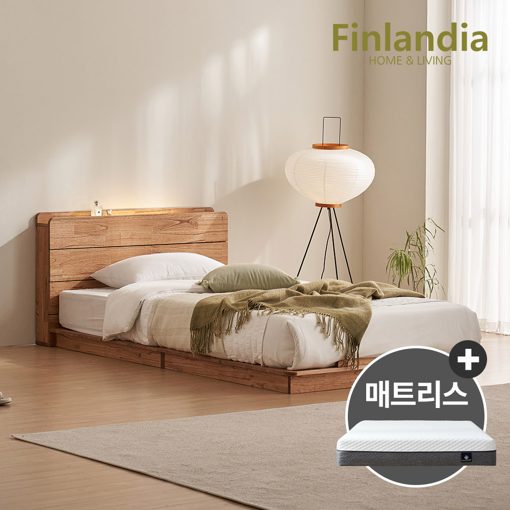 핀란디아 엘렌 원목 저상형 슈퍼싱글침대SS+메모리폼매트리스(드림온M20) 879,000원