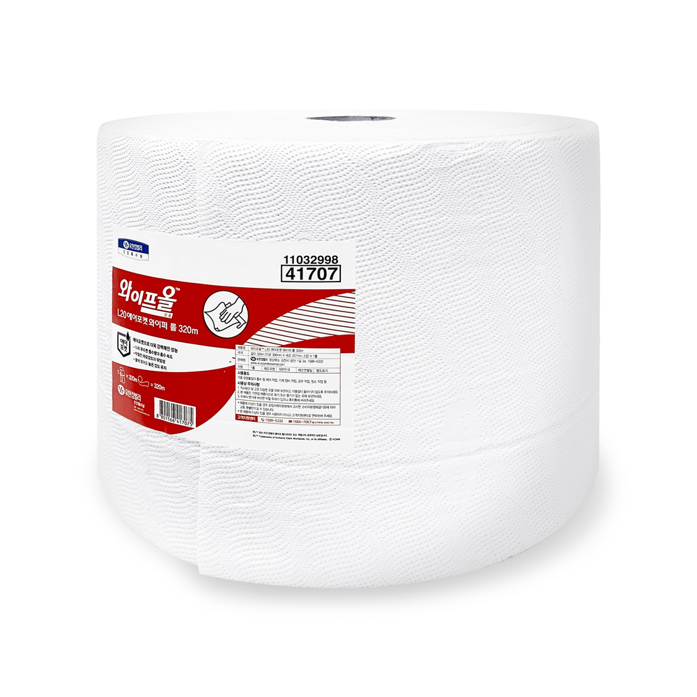 41707 와이프올 L20 에어포켓 산업용 공업용 롤 와이퍼 320m 1롤 흡착포, 화이트, 1개 51,900원