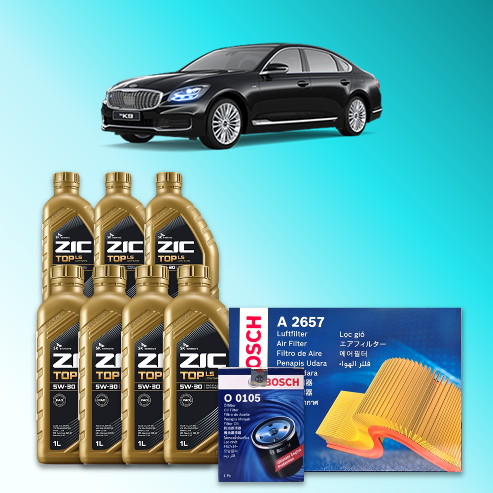 더 K9 (RJ) 3.8 가솔린 엔진오일세트 SK 지크 탑 LS 5W30 (ZIC TOP LS) 119,900원