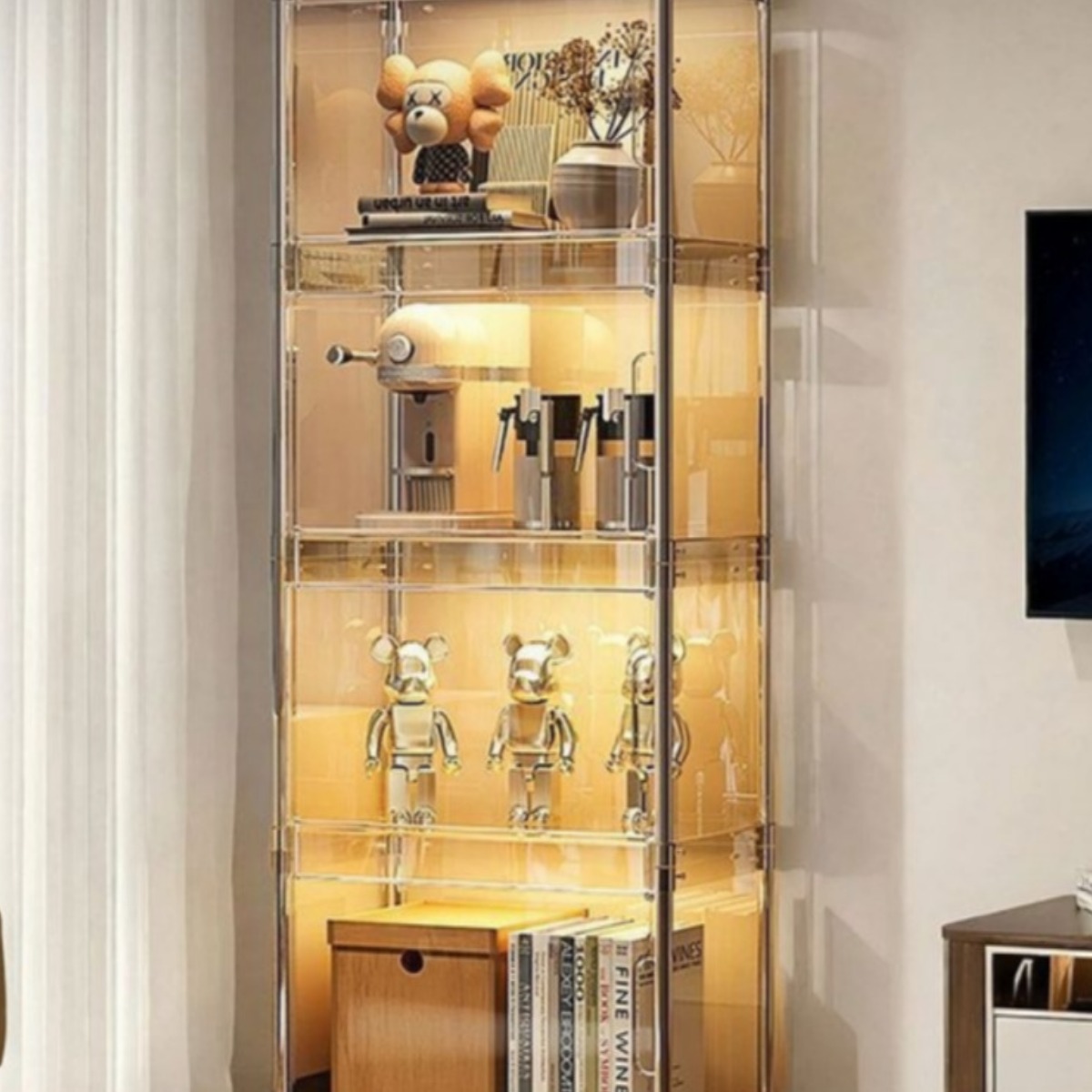 ClariBox 아크릴 피규어 진열장 인형 조명 보관함 LED 리모컨 쇼케이스 전시장 소형 대형, 1개 214,000원