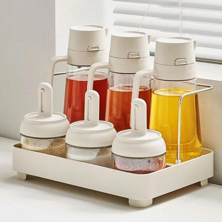 피라모니 오일병 조미료통 밀폐 스푼 양념통 7종세트, 오일병3P+양념통3P+거치대, 1세트 36,800원