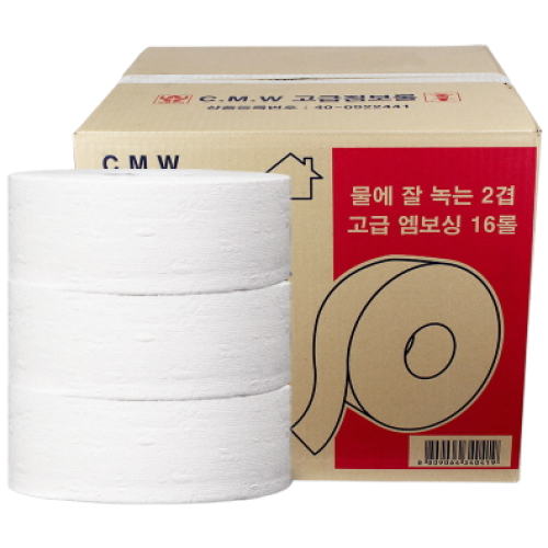 2겹 고급 점보롤화장지 16롤 300m 대용량 업소용휴지 공중화장실 티슈, 300m, 16롤, 1개 48,990원