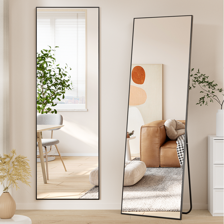 뷰티피크 직사각형 전신거울 3in1 스탠드 벽걸이 거치형 강화안전유리 380*1500, 블랙 79,900원