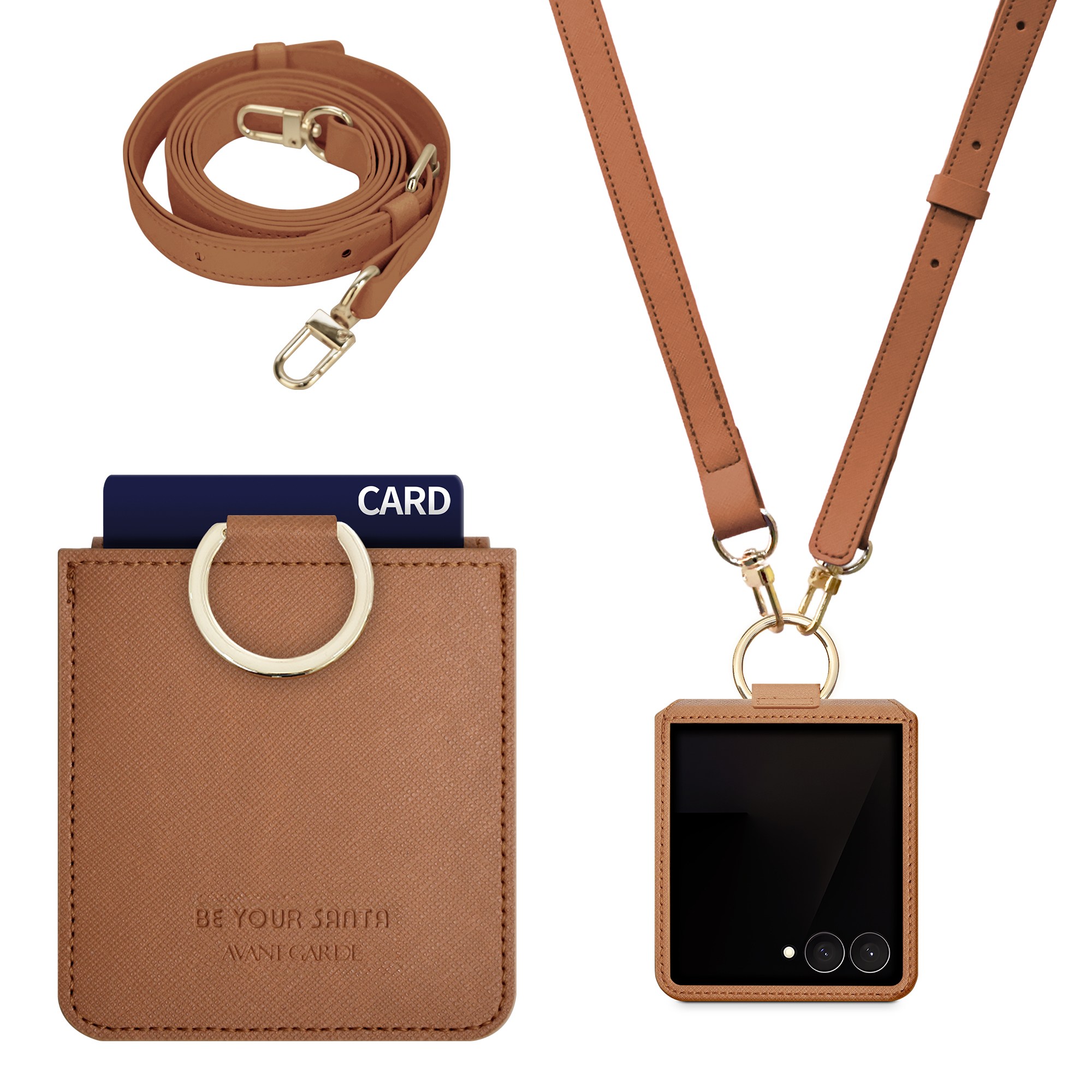 비유어산타 갤럭시 Z플립7 케이스 링 숄더 스트랩세트 지갑 국산 인조가죽 힌지보호 아방가르드 2종 (카드포켓 1개, 카드포켓 3개) 57,900원