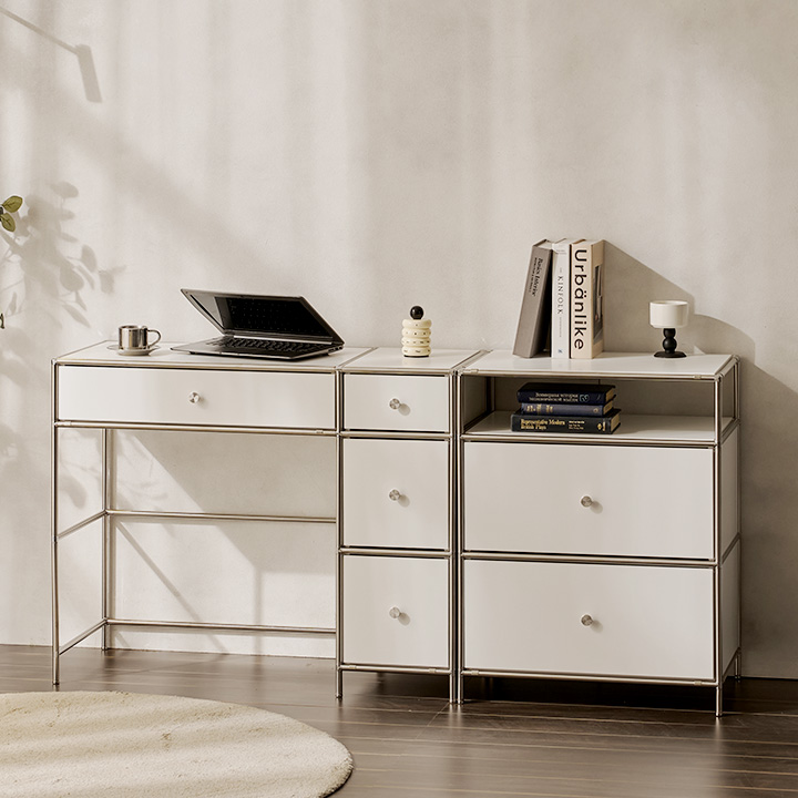 헤이몰리 헤이즈 970 서랍 화장대 + 600 선반 서랍장 세트 방문설치, 퓨어화이트 658,000원