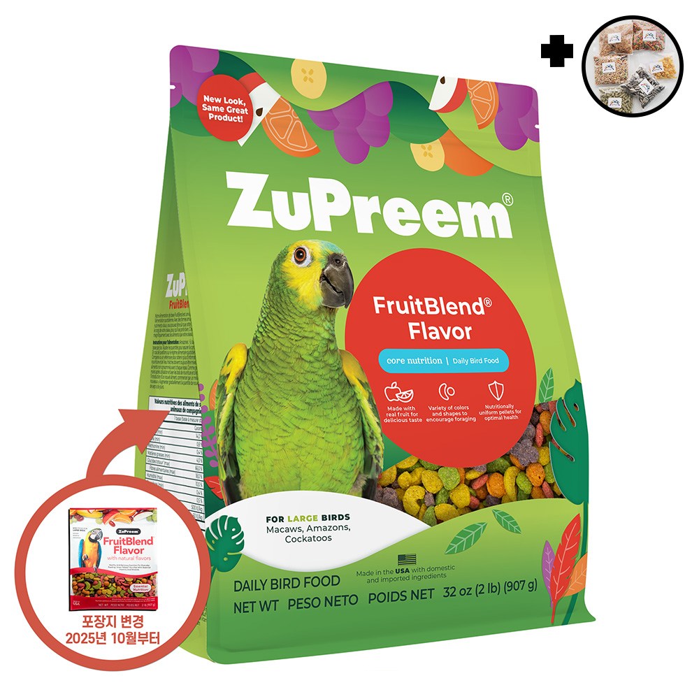 주프림 공식판매점 앵그라운드 주프림 펠렛 후르트 블렌드 대형 907g 앵무새 사료 모이 마카우 먹이 쥬프림 61,500원