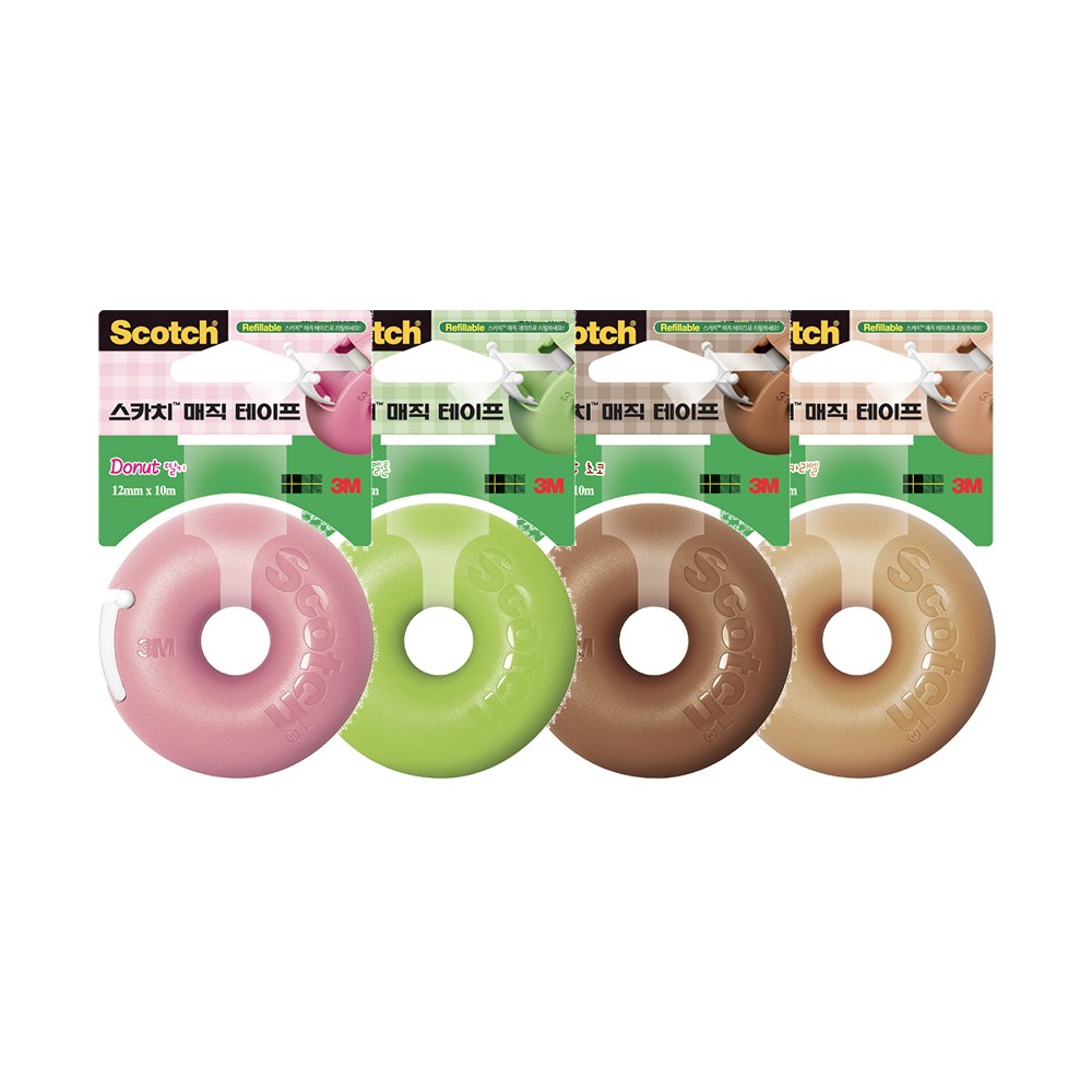 3M 스카치 매직 테이프 도넛 모양 디스펜서(리필 포함 12mm x 10m) 2,660원