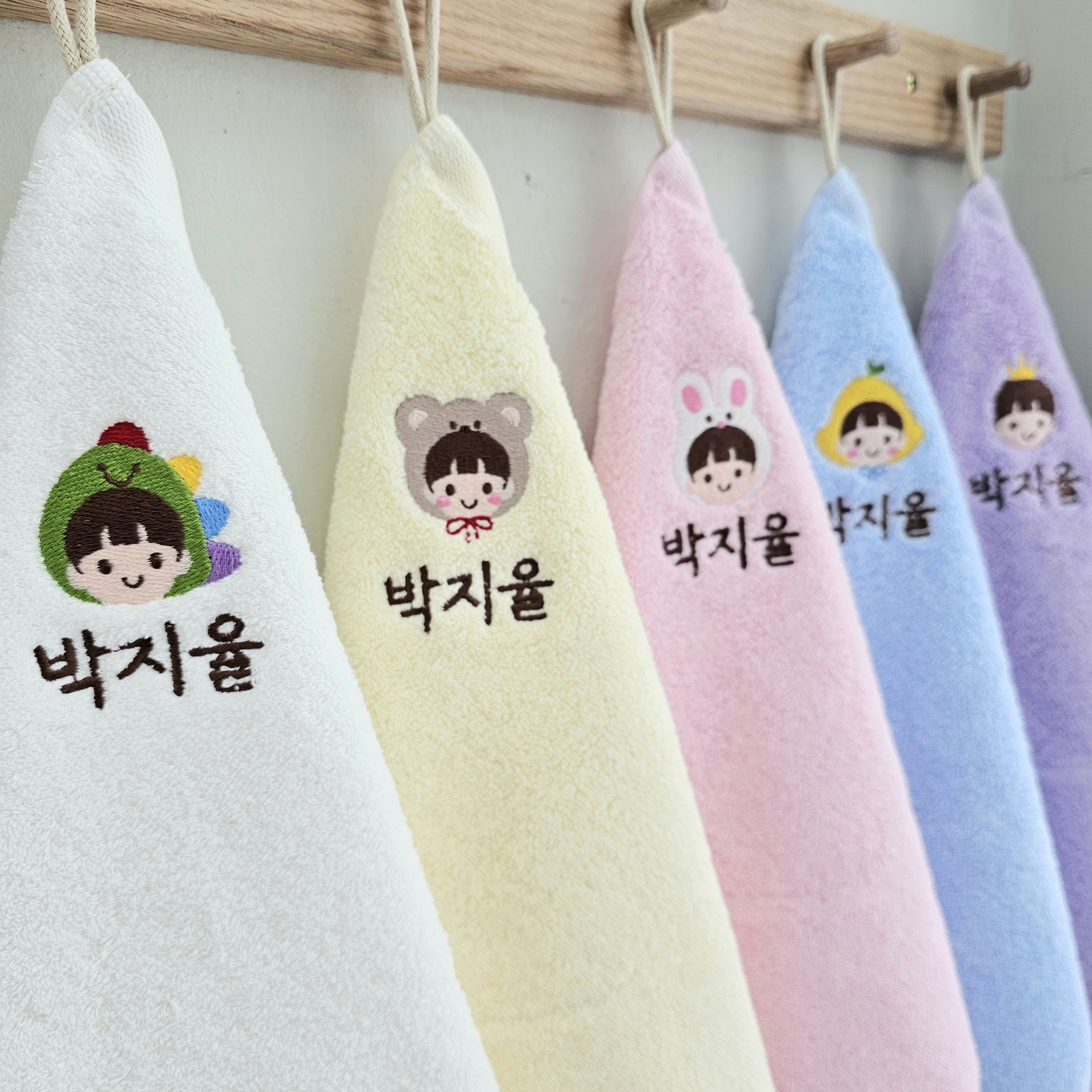 쁘띠맘 파스텔핸드타올(5장) 어린이집수건 40수 코마사 이름자수 고리수건 네임수건 타올 수건 유치원수건 28,500원