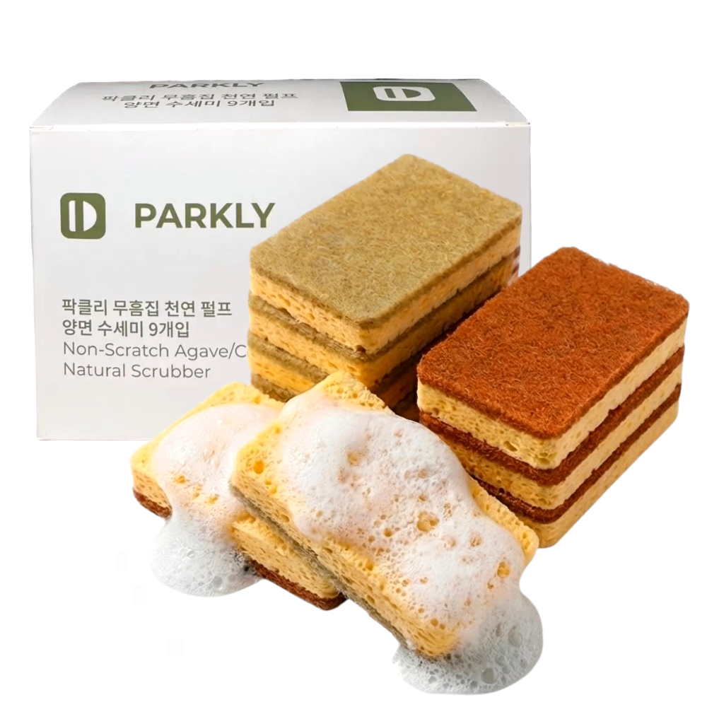 팍클리 무흠집 천연 펄프 양면 수세미 4+5, 1개, 9개입 10,000원