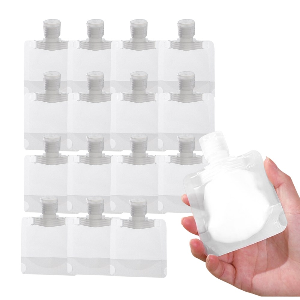 이지유 여행용 공병 파우치 세트 화장품 샴푸 로션 소분 휴대용 용기, 15개, 화이트 (30ml) 5,700원