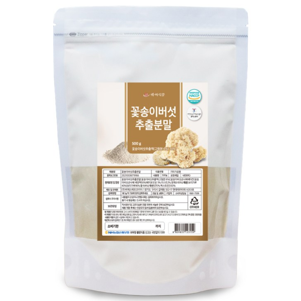 백세식품 꽃송이버섯 추출분말 500g팩 HACCP 인증, 500g, 1개 35,800원