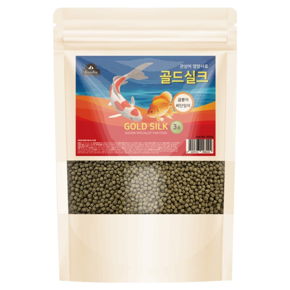 구딘 골드실크 부상성 금붕어 잉어 관상어사료 3호, 450g, 1개 4,500원