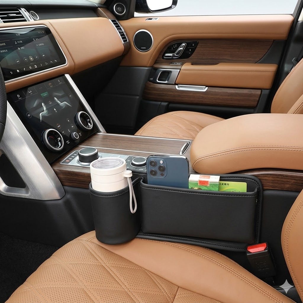 차량용 컵홀더 텀블러거치대 사이드포켓 수납주머니, 모던블랙, 1개 12,900원
