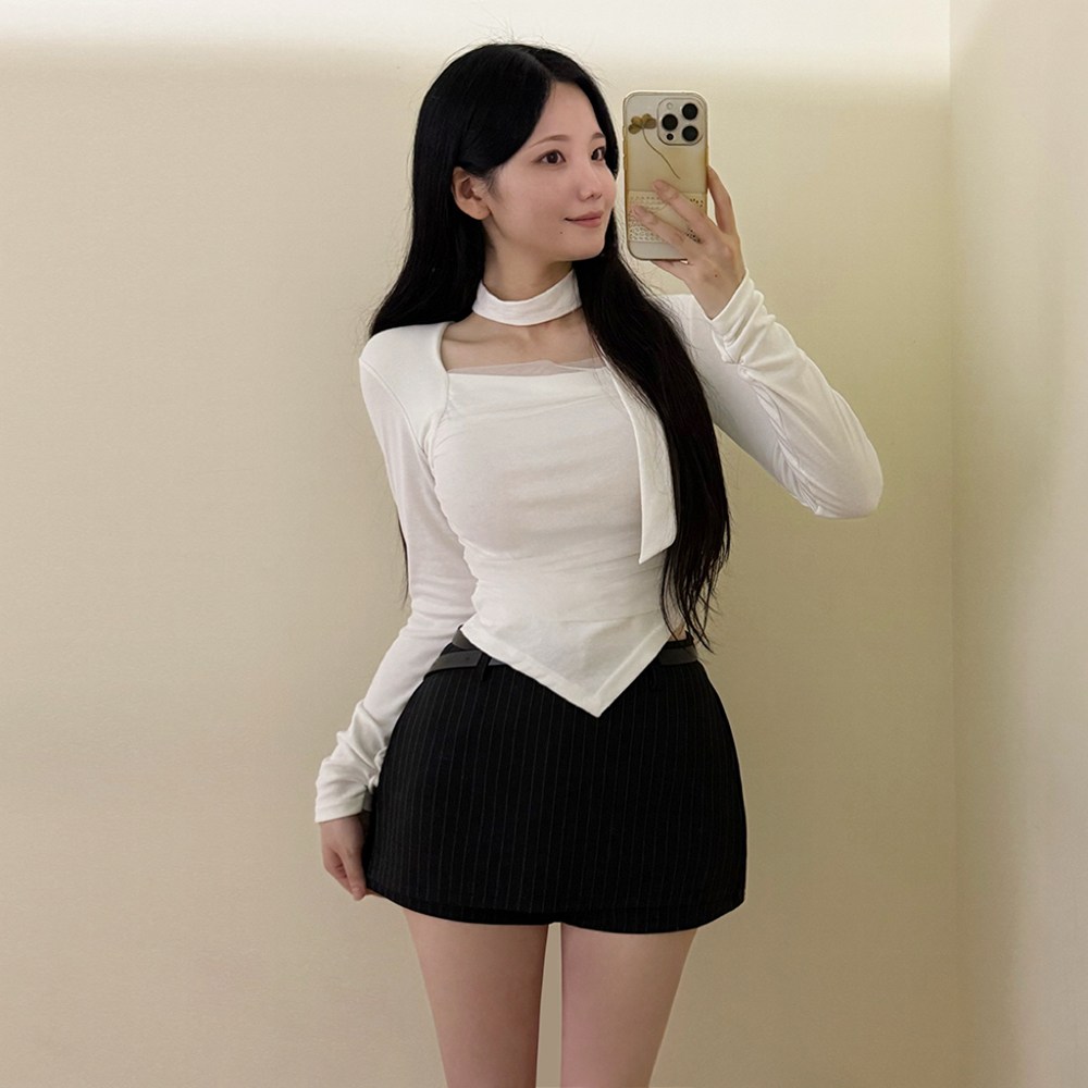 VANANA2 타이세트 드레이프 볼레로 쉬폰 긴팔티 20,680원