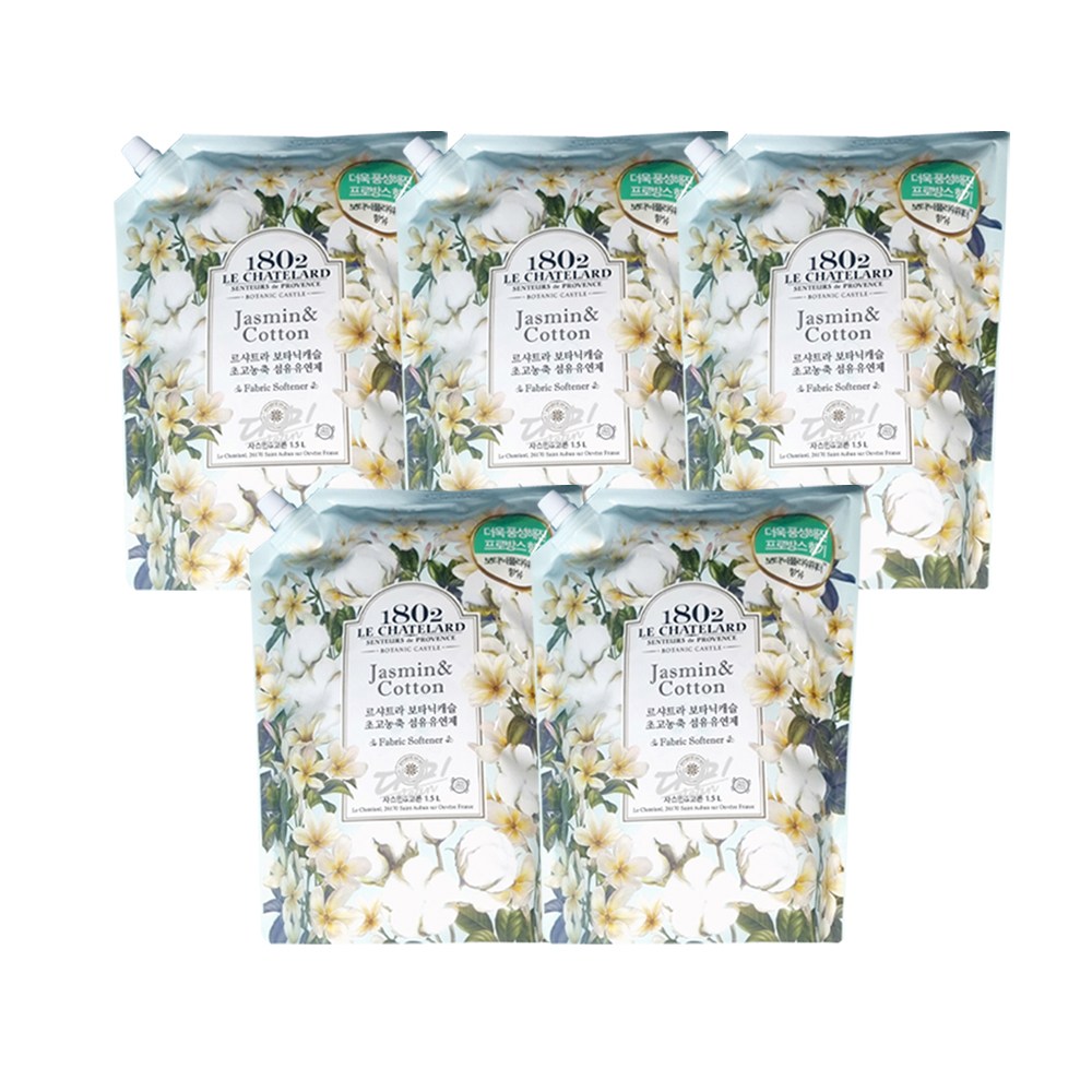 르샤트라 보타닉캐슬 고농축 섬유유연제 자스민 코튼 리필, 5개, 1.5L 20,230원