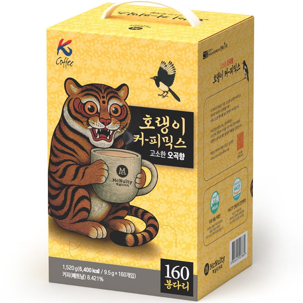 맥널티커피 호랭이 커피믹스 고소한 오곡향, 1개, 160개입, 9.5g 23,900원