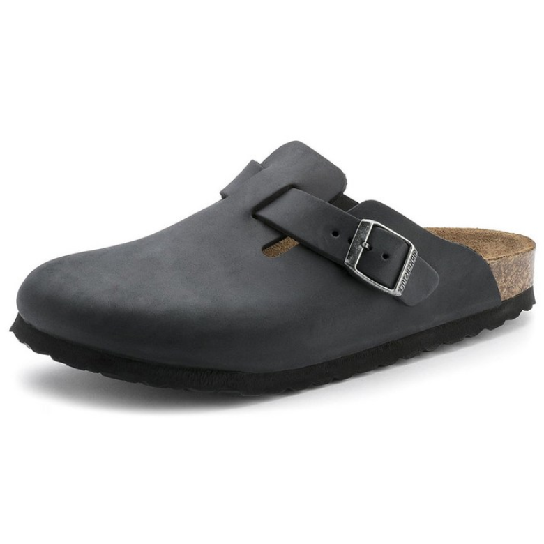 Mens Birkenstock, Boston Soft Fooed Clog - Regular Fit Black Oiled Leather 370,800원